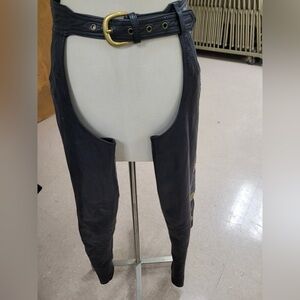Harley-Davidson Black Leather Chaps with Gold Accent